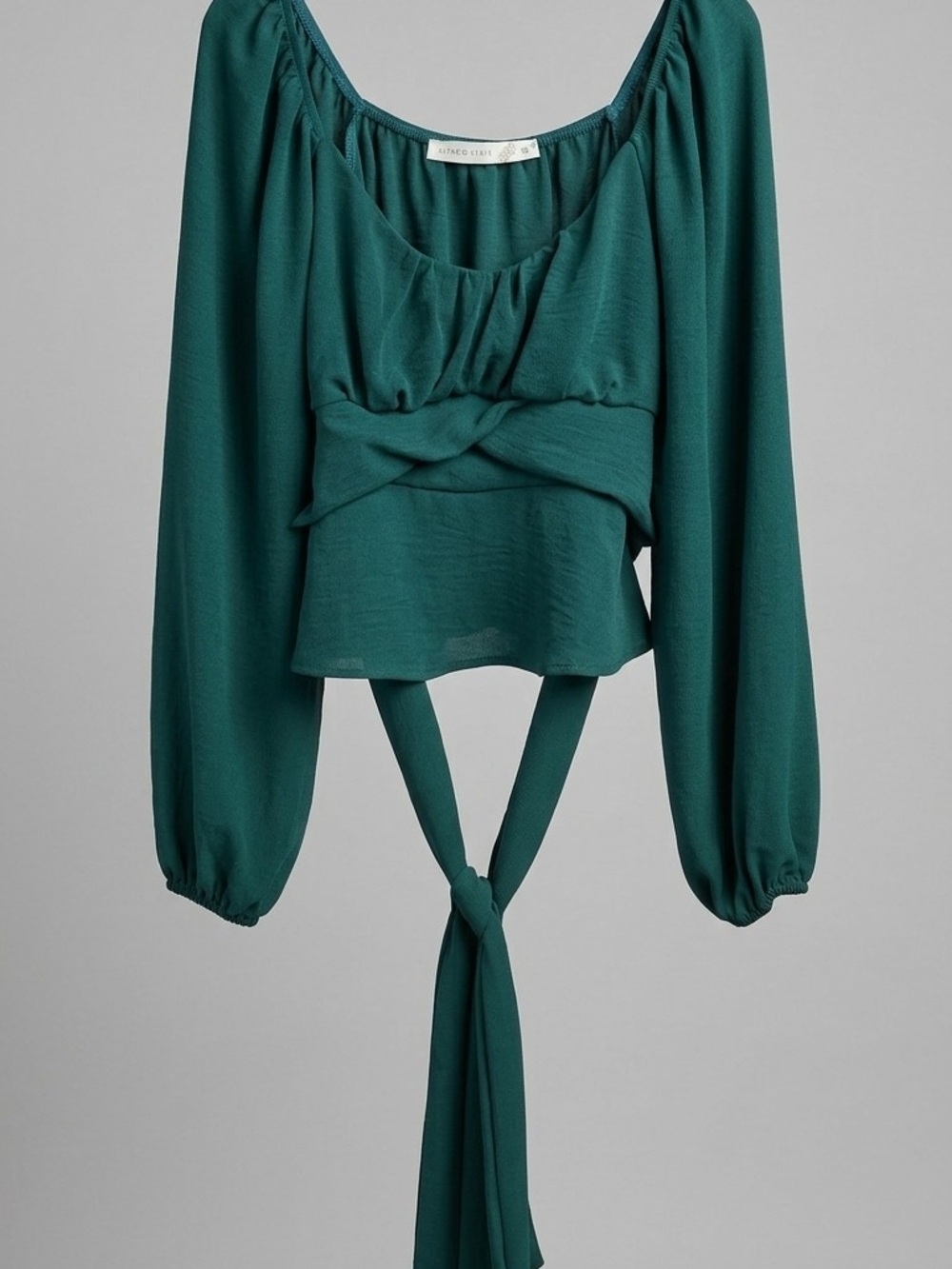 Altar'd State Emerald Green Long-Sleeve Tie-Back Top
